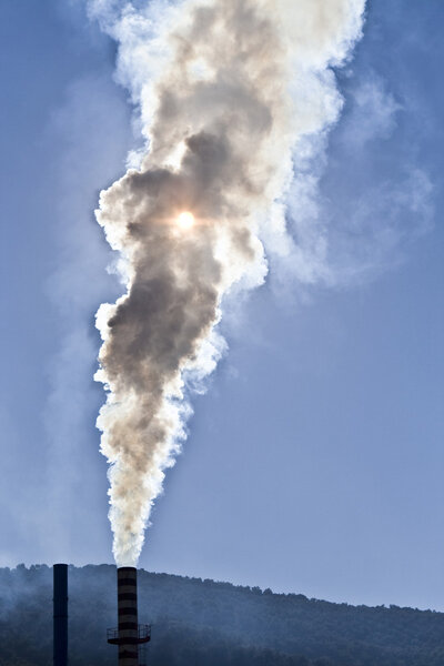 Chimney expelling pollutant gases to the air, Spain