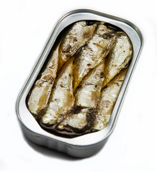 Tin open with sardines — Stock Photo, Image