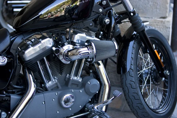 Motorbike's chromed engine — Stock Photo, Image