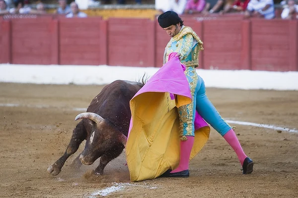 Le torero espagnol Juan De Felix avec la capote à Andujar — Photo