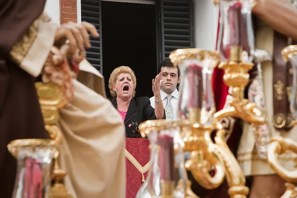 Saetera cantando durante la procesión del santo lunes —  Fotos de Stock