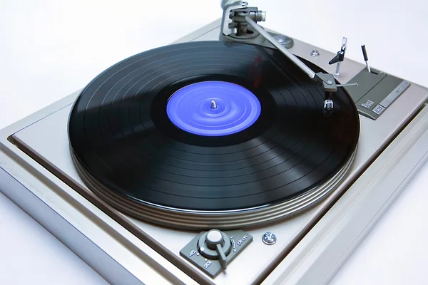 Vintage record player with spinning vinyl — Stock Photo, Image