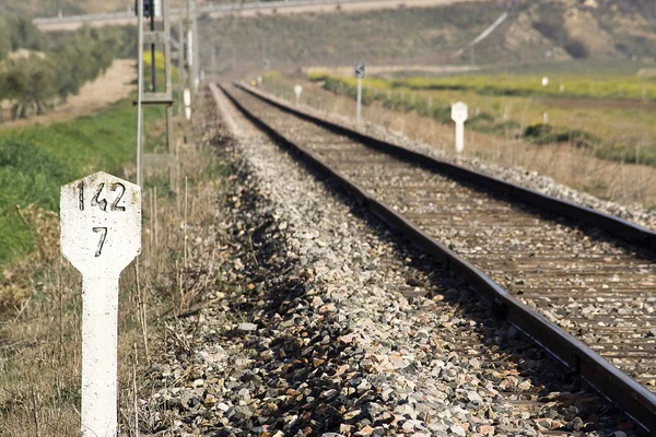 Сигнализация на железнодорожном пути — стоковое фото