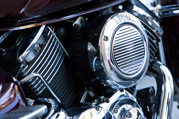 Motorbike's chromed engine