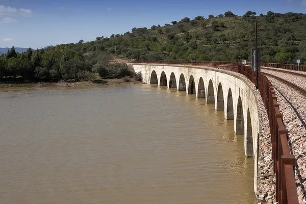 Railway line Cordoba - Almorchon, view from the bridge of Los Puerros — Stock Photo, Image