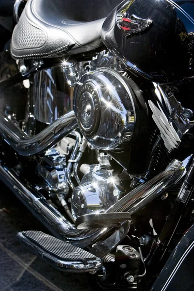 Motorbike's chromed engine — Stock Photo, Image