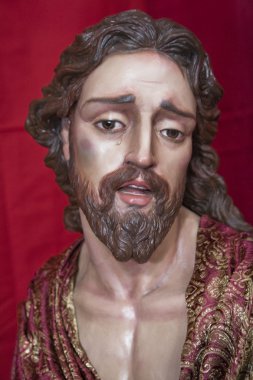 Exhibitor's religious figures Catholic Holy week in Spain clipart