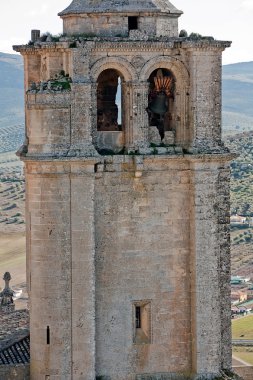 abbey Kilisesi la mota kale çan kulesi. Alcala la gerçek, jaen