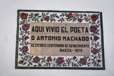 Commemorative ceramic altarpiece of the birth of the Spanish poet Antonio Machado clipart