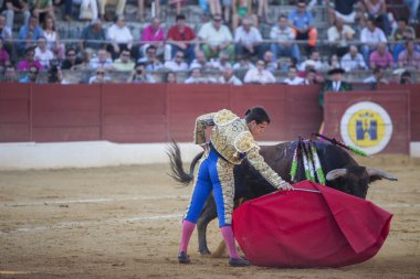 Boğa güreşçisi julian lopez el juli boğa güreşi baeza Arena içinde güzel bir seferde bir koltuk değneği ile