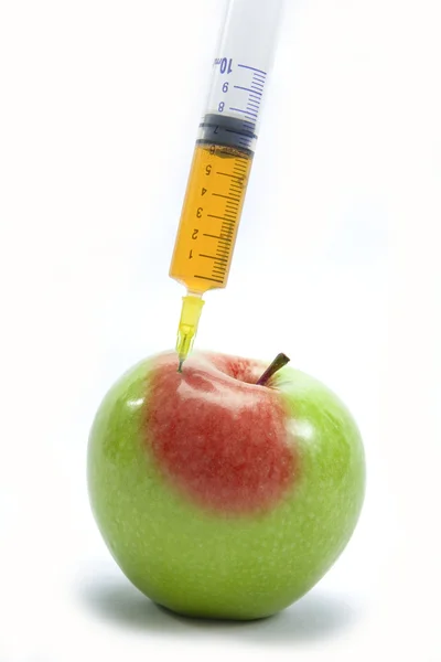 Food additive apple syringe — Stock Photo, Image