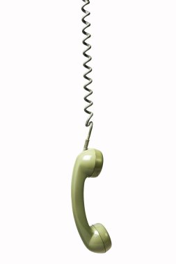 Klasik telefon alıcısı beyaz arkaplanda izole edildi