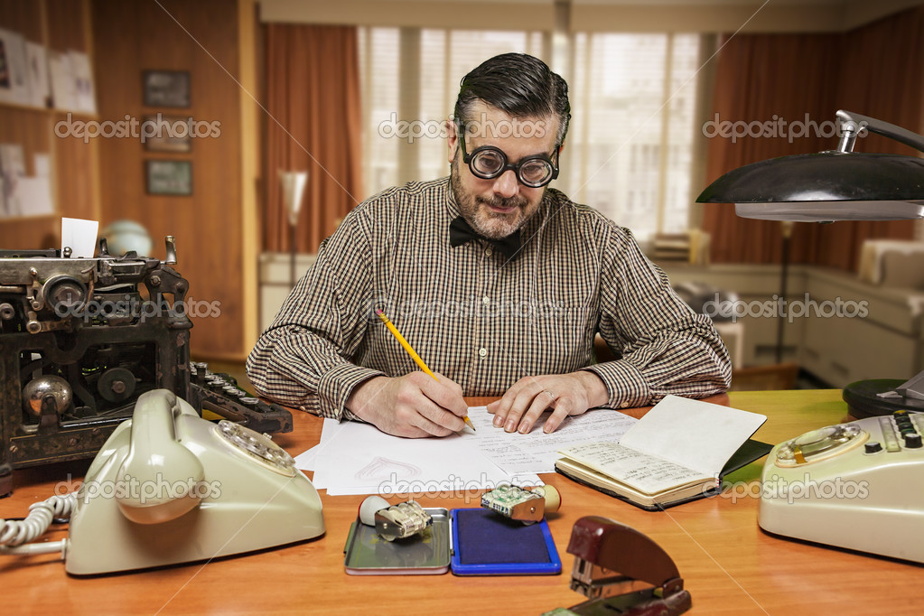 Glasses talking dirty retro office