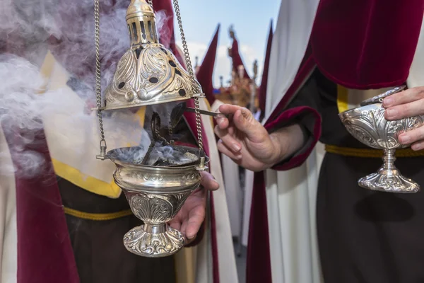 Censer of silver or alpaca to burn incense in the holy week, Spa — Stock Photo, Image