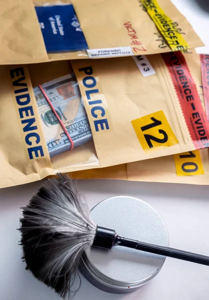 Evidence Bag Money Passport Victim Crime Lab Concept Image — Stockfoto