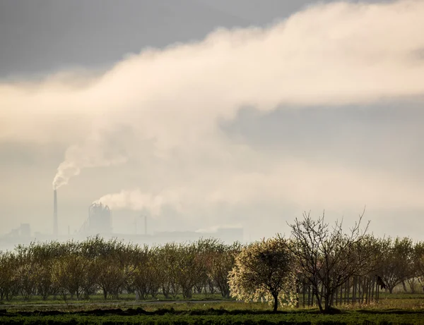 Kraftverket utsläppen — Stockfoto