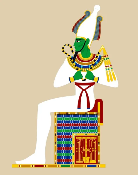Osiris is the god of ancient Egypt, who sits on the throne.
