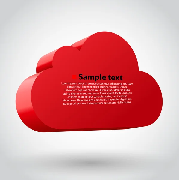 Cloud 3d glossy icon symbol. Vector illustration. Red variant — Stock Vector