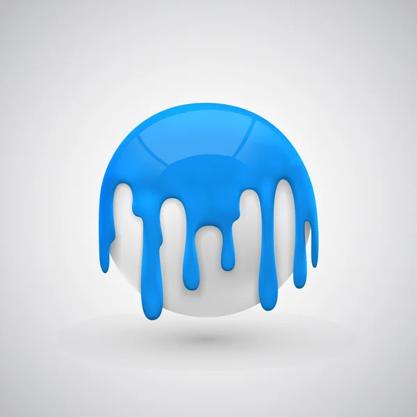 Boule vectorielle avec gouttes de peinture. Bleu — Image vectorielle