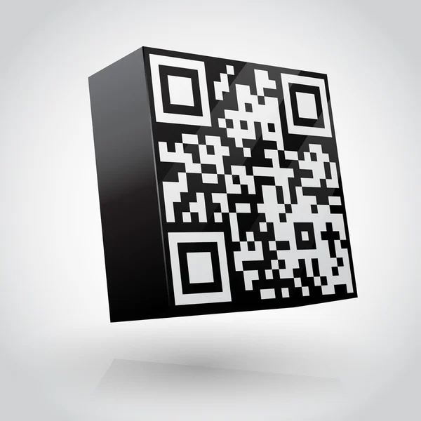 3D cube with QR code vector illustration. — Stock Vector