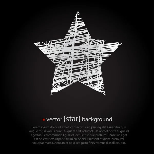 Estrella vectorial dibujada blanca sobre fondo negro — Vector de stock