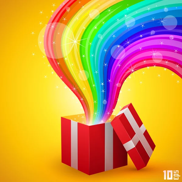Rainbow ile hediye açmak — Stok Vektör