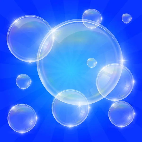 Soap bubbles on a blue background — Stock Vector