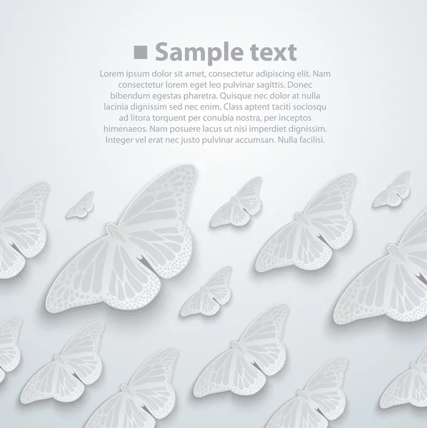 Fondo blanco de mariposas voladoras — Vector de stock