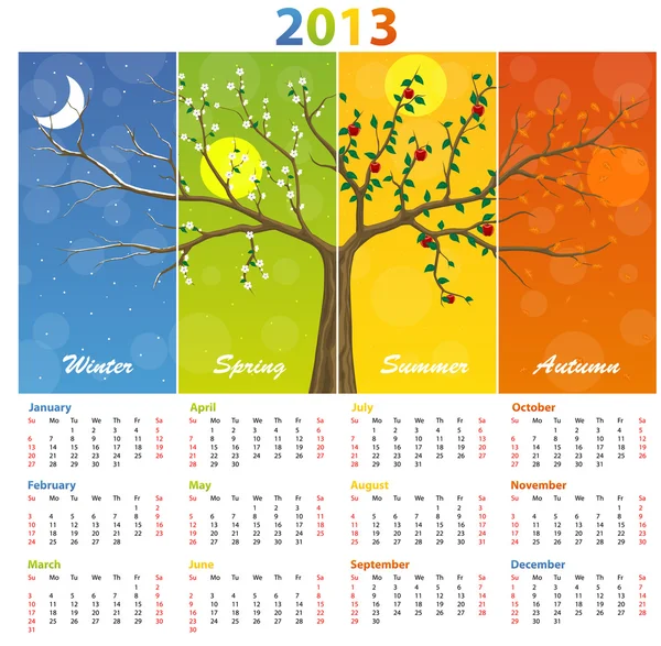 Kalender für die Jahreszeiten 2013 — Stockvektor