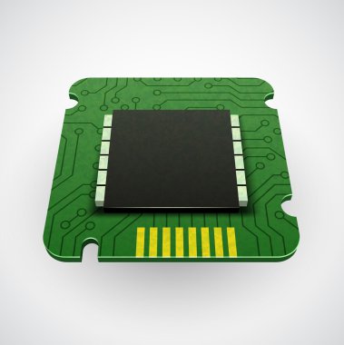 Vektör bilgisayar çipi ya da miniyonga. Stilize simgeler. CPU