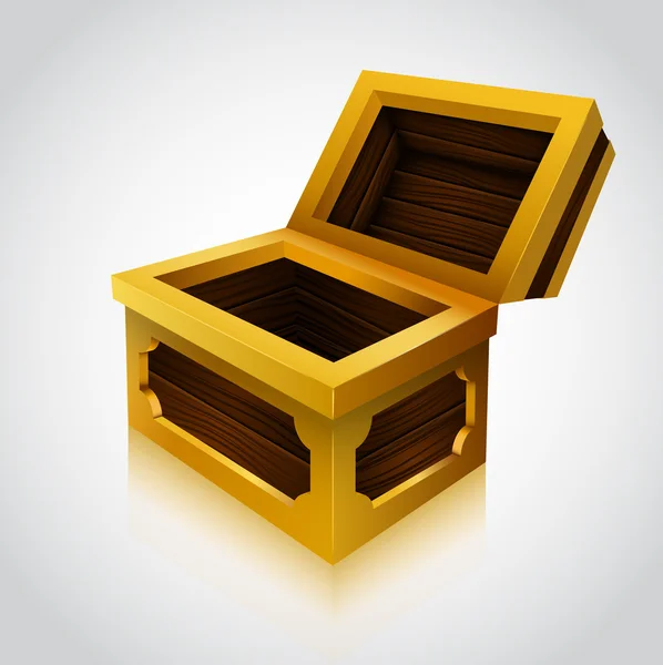 Illustratie van een houten schatkist. lege variant — Stockvector