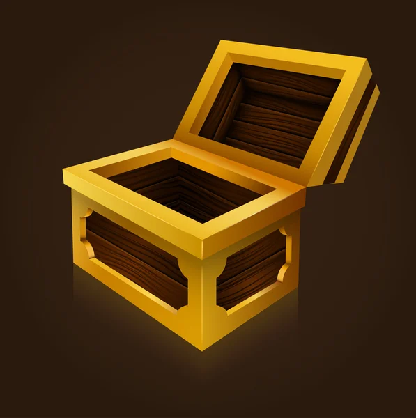 Illustration d'un coffre au trésor en bois. Variante vide — Image vectorielle
