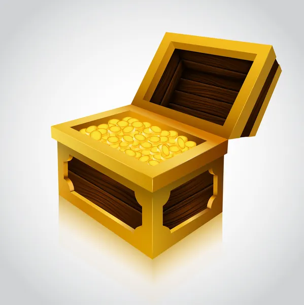 Llustration van een houten schatkist. lege variant — Stockvector