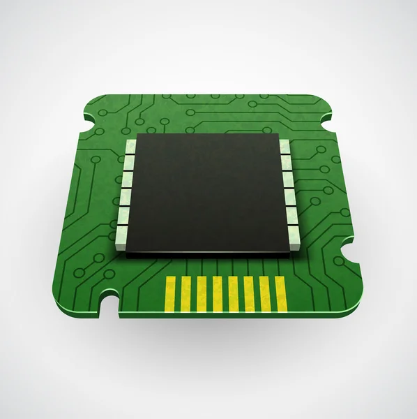 Vector computerchip of microchip. Gestileerde pictogrammen. CPU — Stockvector