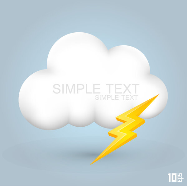 Белое облако с молнией
.
