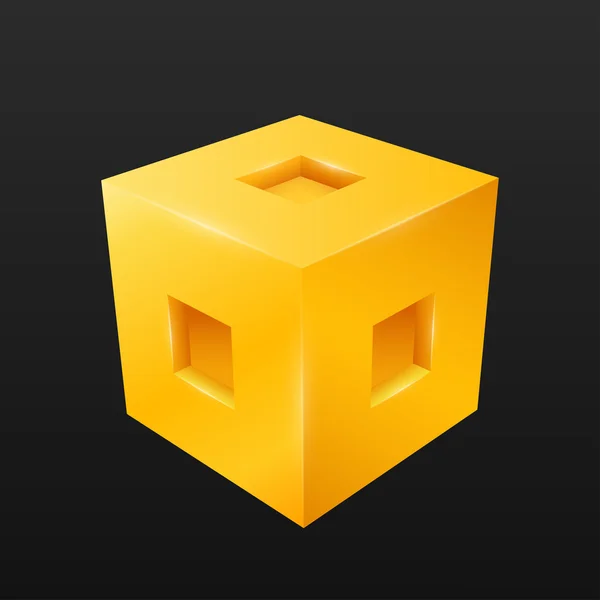 Cube jaune. Illustration vectorielle — Image vectorielle