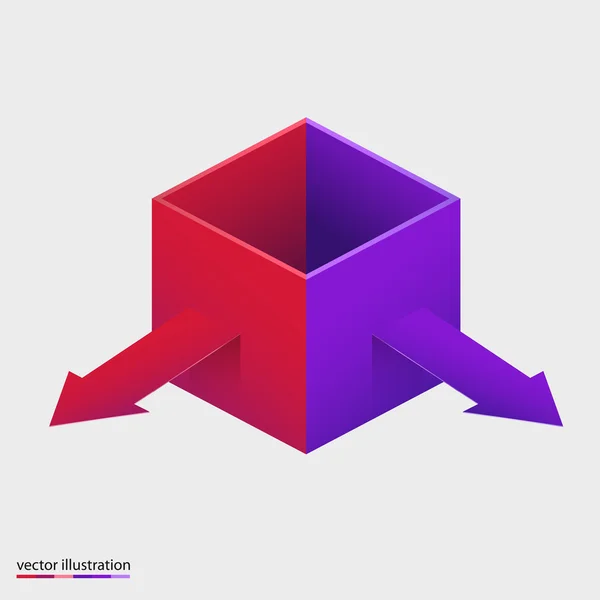 Ilustración vectorial de cubos 3d con flechas — Archivo Imágenes Vectoriales