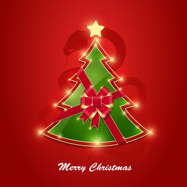 yay ile Noel ağacı. Yılan Yılı.