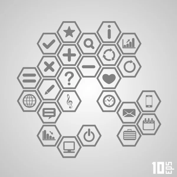 Icône boutons hexagone — Image vectorielle