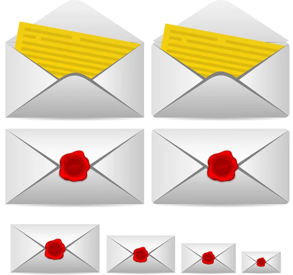 Lettre ouverte et joint une lettre avec un sceau . — Image vectorielle