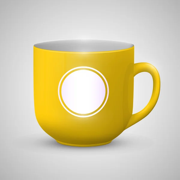 テキストの色の黄色の領域とマグカップ — ストックベクタ