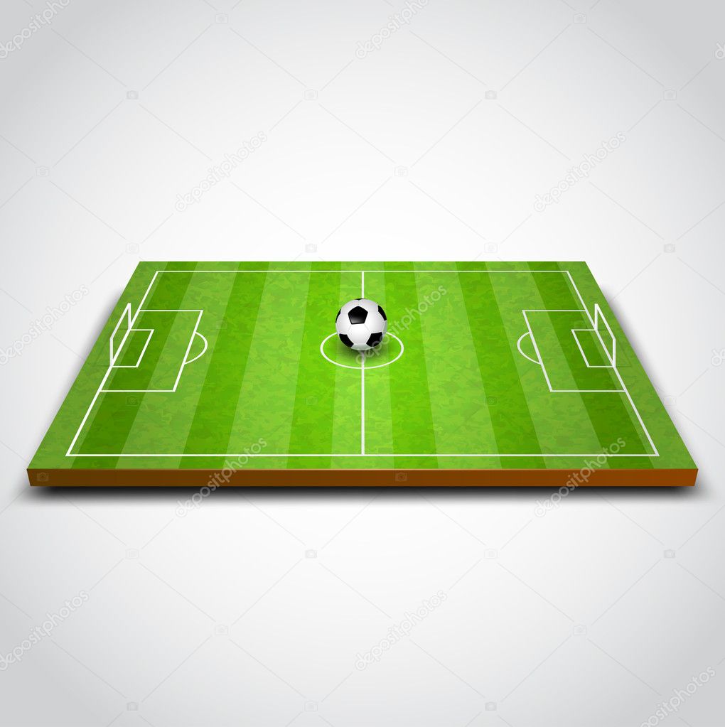 Vector illustration of football field with ball. soccer