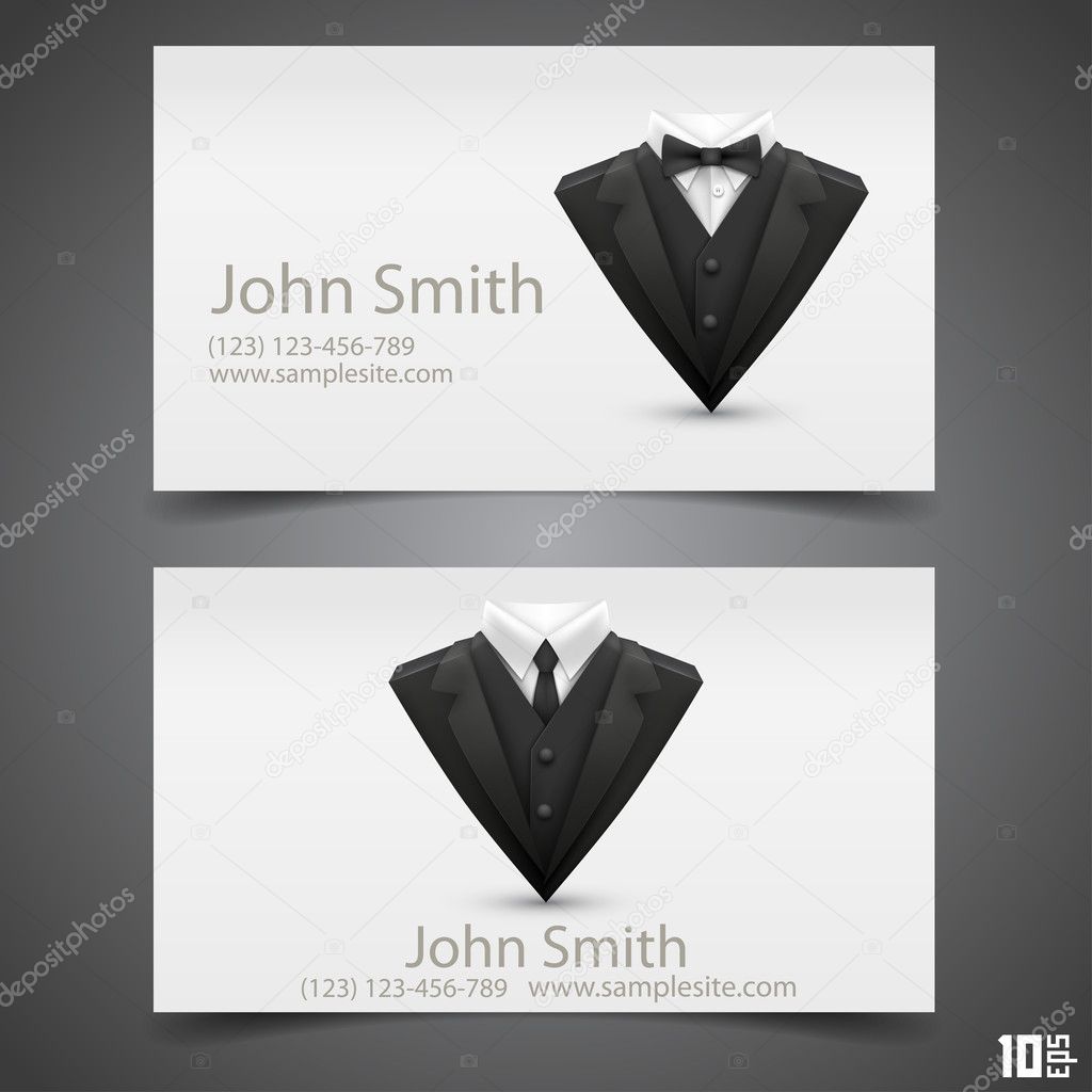 Vector triangle jacket and tie and a bow tie. business card