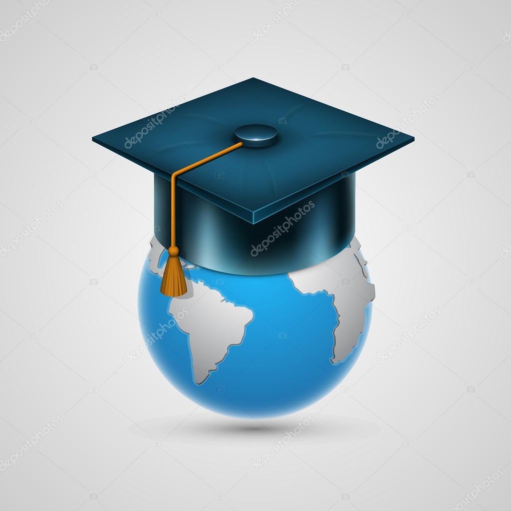 Earth in graduate hat