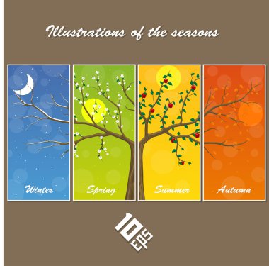 Seasons in the tree. cover illustration clipart