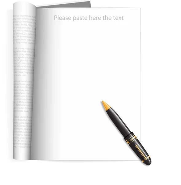 Ανοίξτε ένα περιοδικό χαρτί με ένα στυλό — Διανυσματικό Αρχείο