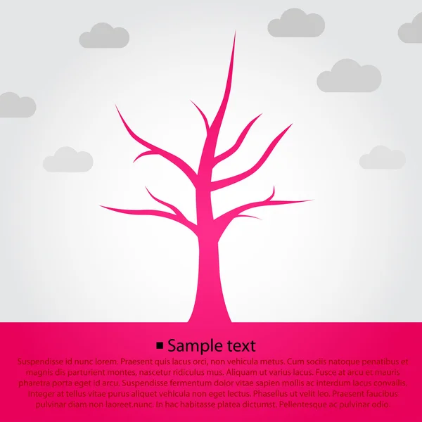 Desenho de símbolo de árvore, fundo de silhueta de árvore rosa — Vetor de Stock