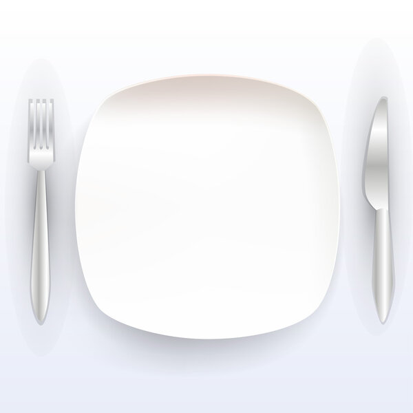 Тарелка с инструментами на белом фоне
