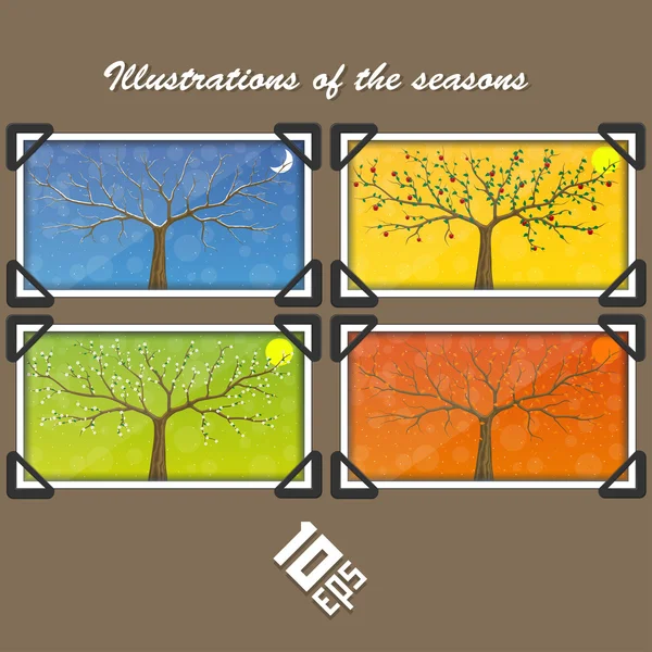 Sezony w drzewie. ilustracja na okładce — Wektor stockowy
