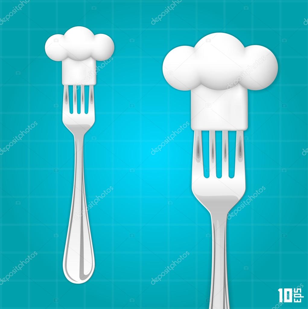 Fork with chef hat vector
